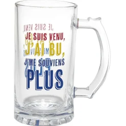 Chope à bière verre transparent inscription Champion de levée de coude^Gifi Discount