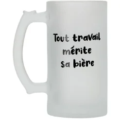 Chope de bière en verre imprimé humour^Gifi New