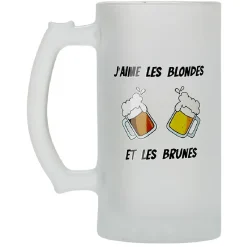 Chope en verre imprimé bière humour^Gifi Outlet