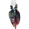 Sale Gifi Chouchou foulard noir motif tropical vert et rouge