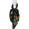 Online Gifi Chouchou foulard noir motif tropical vert et orange