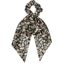 Clearance Gifi Chouchou foulard noir motif floral marron