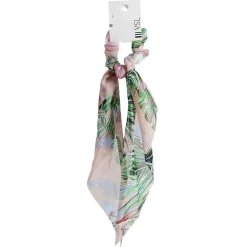 Gifi Chouchou foulard rose motif tropical vert et bleu