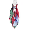 Outlet Gifi Chouchou foulard rouge motif tropical vert et bleu