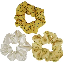 Hot Gifi Chouchou jaune et blanc à motifs Ø10cm x3