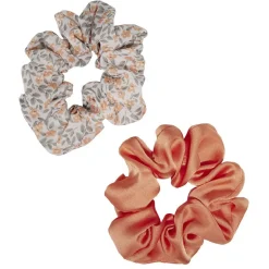 New Gifi Chouchou motif fleur et uni orange Ø10cm x2