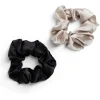 Outlet Gifi Chouchou scrunchie satiné noir uni et beige uni x2
