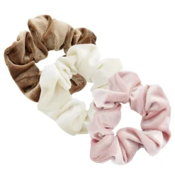 Clearance Gifi Chouchou velours marron rose blanc x3