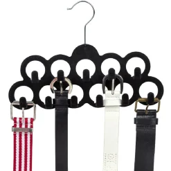 Rangement|Gifi Cintre porte ceinture 11 crochets noir en velours