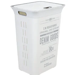 Rangement|Gifi Coffre à linge 60 L blanc et gris