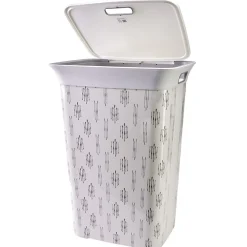 Entretien Du Linge|Gifi Coffre à linge blanc et gris 60L