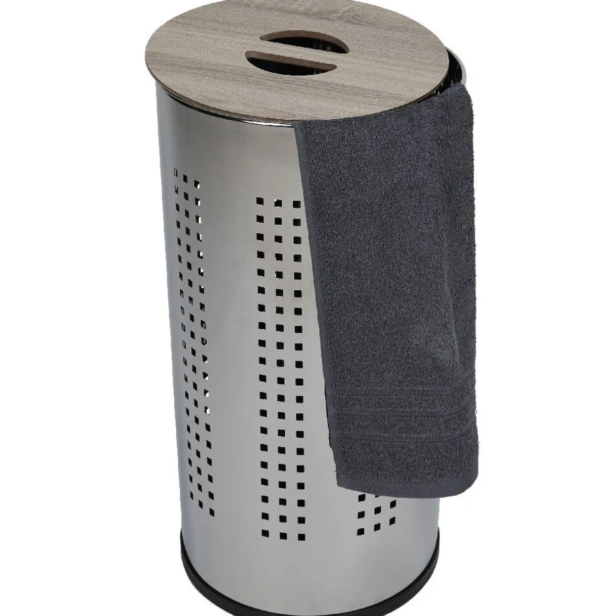 Entretien Du Linge|Gifi Coffre à linge métallique cylindrique 46L