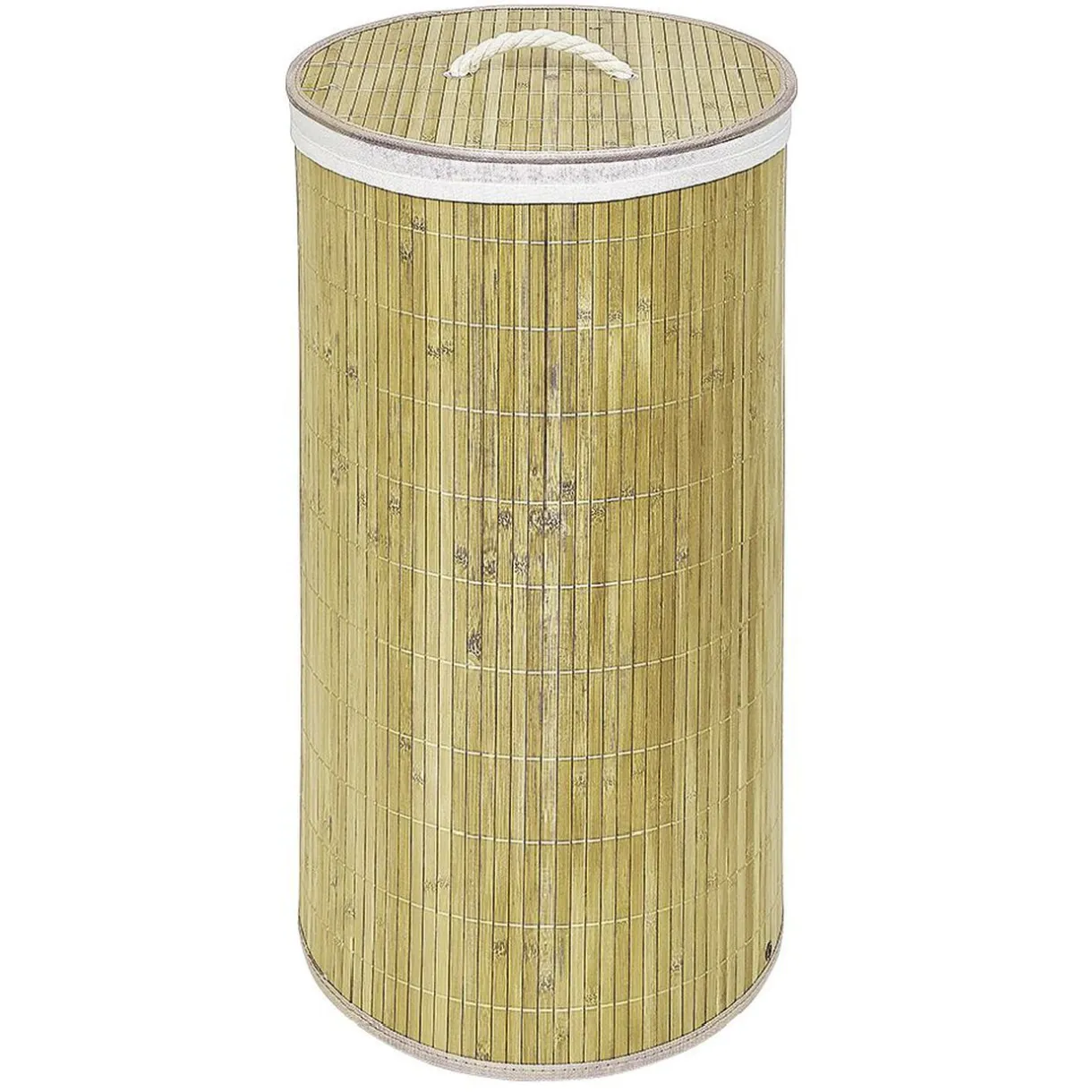 Entretien Du Linge|Gifi Coffre à linge rond en bambou 57L