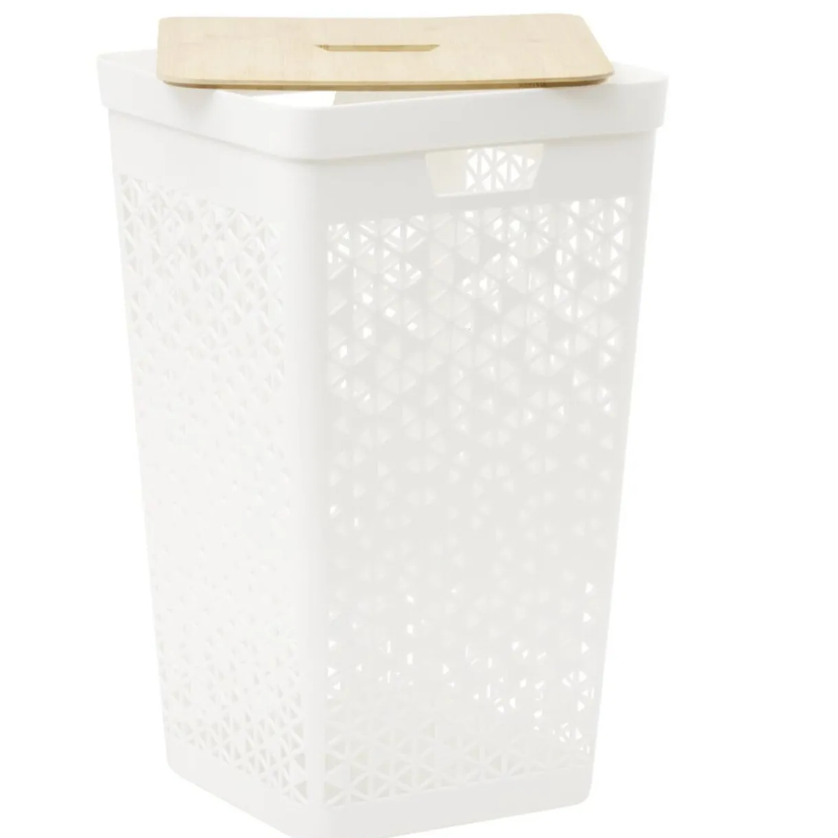 Entretien Du Linge|Gifi Coffre linge 56L couvercle bambou beige