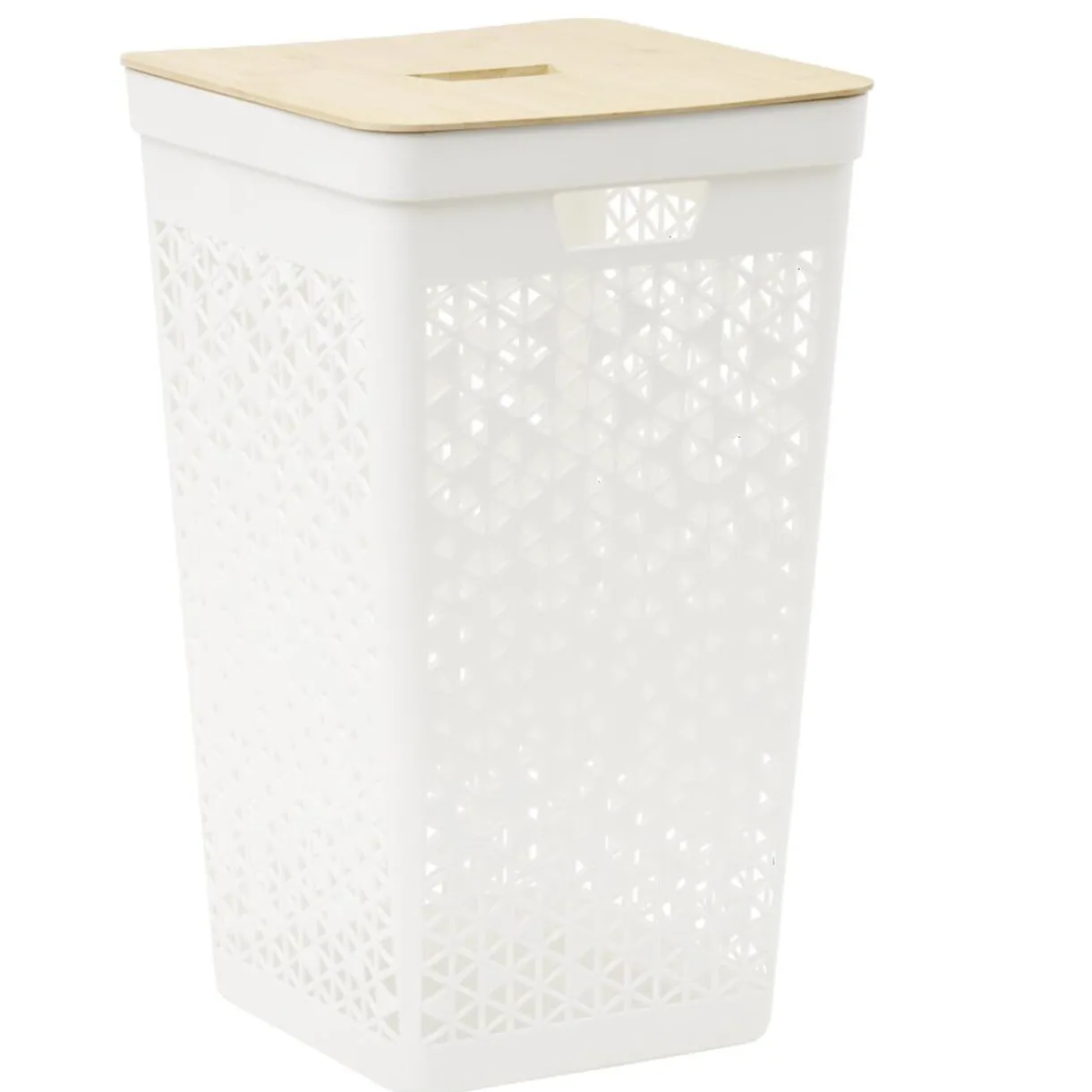 Entretien Du Linge|Gifi Coffre linge 56L couvercle bambou beige