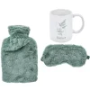 New Gifi Coffret cocconing 3 pièces bouillotte masque yeux et mug vert