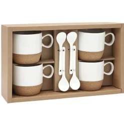 Coffret de 4 tasses expresso blanc et naturel^Gifi Best