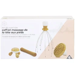 Outlet Gifi Coffret de massage de la tête aux pieds - 4 pièces en bois