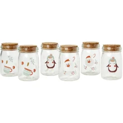 Coffret mini bocal en verre motif Noël couvercle liège x6^Gifi Outlet