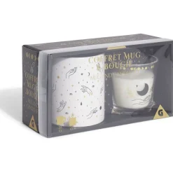 Coffret mug 33cl et bougie motif main blanc et noir^Gifi Outlet