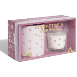 Coffret mug 33cl et bougie motif coeur blanc et rose^Gifi Outlet