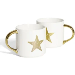 Coffret mug duo empilable étoile céramique blanc et doré 30cl^Gifi Online