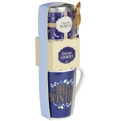 Coffret mug et accessoires bleu et blanc 12x29x8cm^Gifi Sale