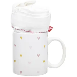 Coffret mug 330ml et tote bag coeur blanc et rose^Gifi Discount