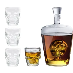 Coffret rhum carafe et verre x4 design tête de mort^Gifi New