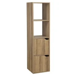 Rangement|Gifi Colonne étagère Adam bois beige 2 niches 2 portes H.120 cm