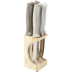 Coouteau à steak inox x6 et bloc en pin^Gifi Online