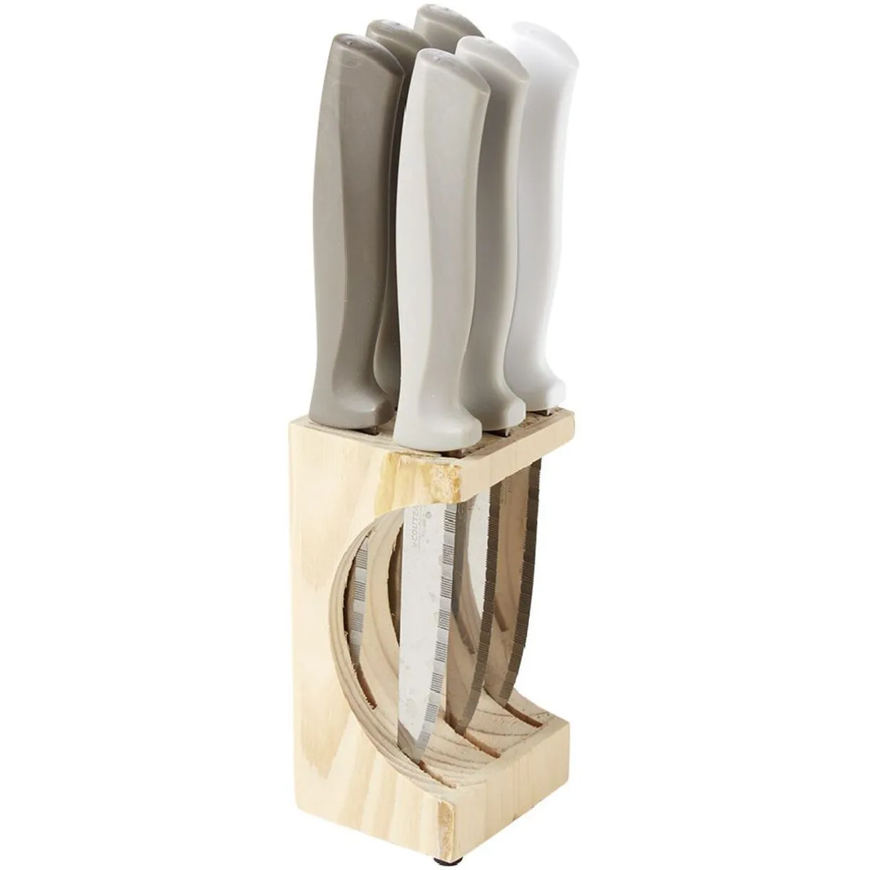 Coouteau à steak inox x6 et bloc en pin^Gifi Online