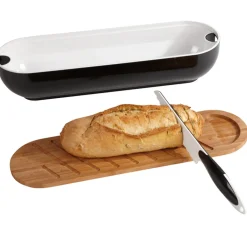 Corbeille 3 en 1 boîte à pain avec planche bambou et couteau^Gifi Sale
