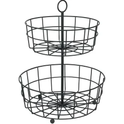 Corbeille à fruits 2 niveaux métal noir Ø28xH38cm^Gifi Sale