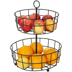 Corbeille à fruits 2 niveaux métal noir Ø28xH38cm^Gifi Sale
