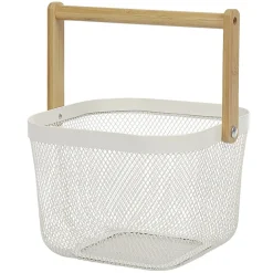 Corbeille à fruits maille métal blanc avec anse naturel^Gifi Best