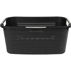 Entretien Du Linge|Gifi Corbeille à linge avec poignées design rotin noire 40 L