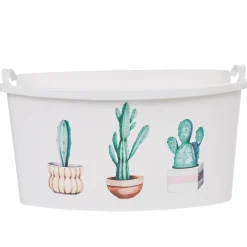 Entretien Du Linge|Gifi Corbeille à linge blanche design cactus 42 L