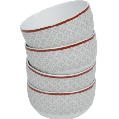 Coupelle design oreige bord orange et motifs gris x4^Gifi Discount