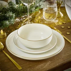 Coupelle Oslo faïence blanche avec bord doré Ø20cm^Gifi Clearance