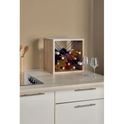 Rangement|Gifi Cube à vin empilable bois chêne 12 bouteilles 36x29xH36cm