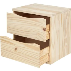 Rangement|Gifi Cube de rangement 2 tiroirs pin naturel