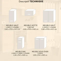 Cuisine 5 éléments finition chêne Sonoma L. 1,80 m^Gifi New