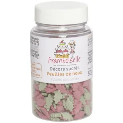 Décors sucrés feuilles de houx rose et vert 50 g Framboiselle^Gifi Discount