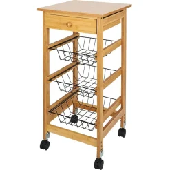 Desserte 3 niveaux bambou et métal^Gifi Discount