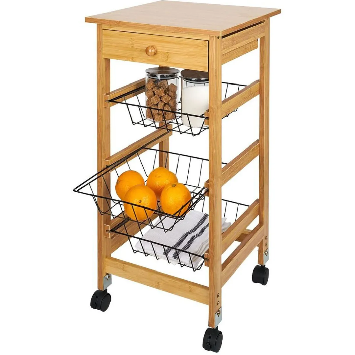 Desserte 3 niveaux bambou et métal^Gifi Discount