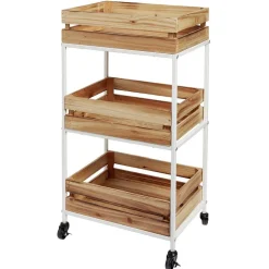 Desserte à roulette en bois design cagette naturel 3 niveaux^Gifi Clearance