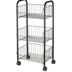 Desserte à roulettes 3 niveaux métal noir^Gifi Outlet