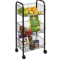 Desserte à roulettes 3 niveaux métal noir^Gifi Outlet