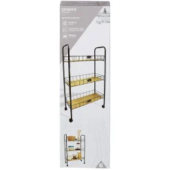 Desserte à roulettes 3 niveaux métal et bois^Gifi Clearance